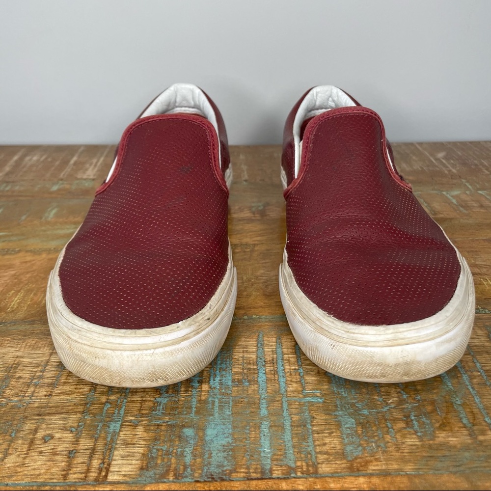 VANS Unisex Maroon Perforated Leather Slip Ons Men’s 6 , Women’s 7.5 - Picture 5 of 10